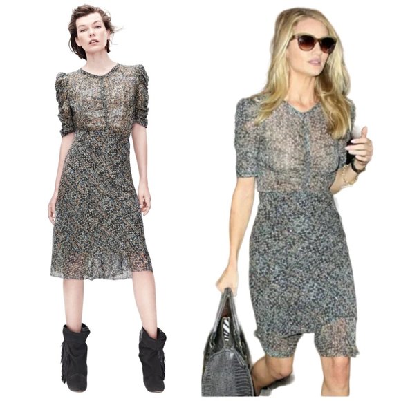 Isabel Marant pour H&M Dresses & Skirts - Isabel Marant Pour H&M silk Tea Dress size 8 - runs small 4 6 metallic puff